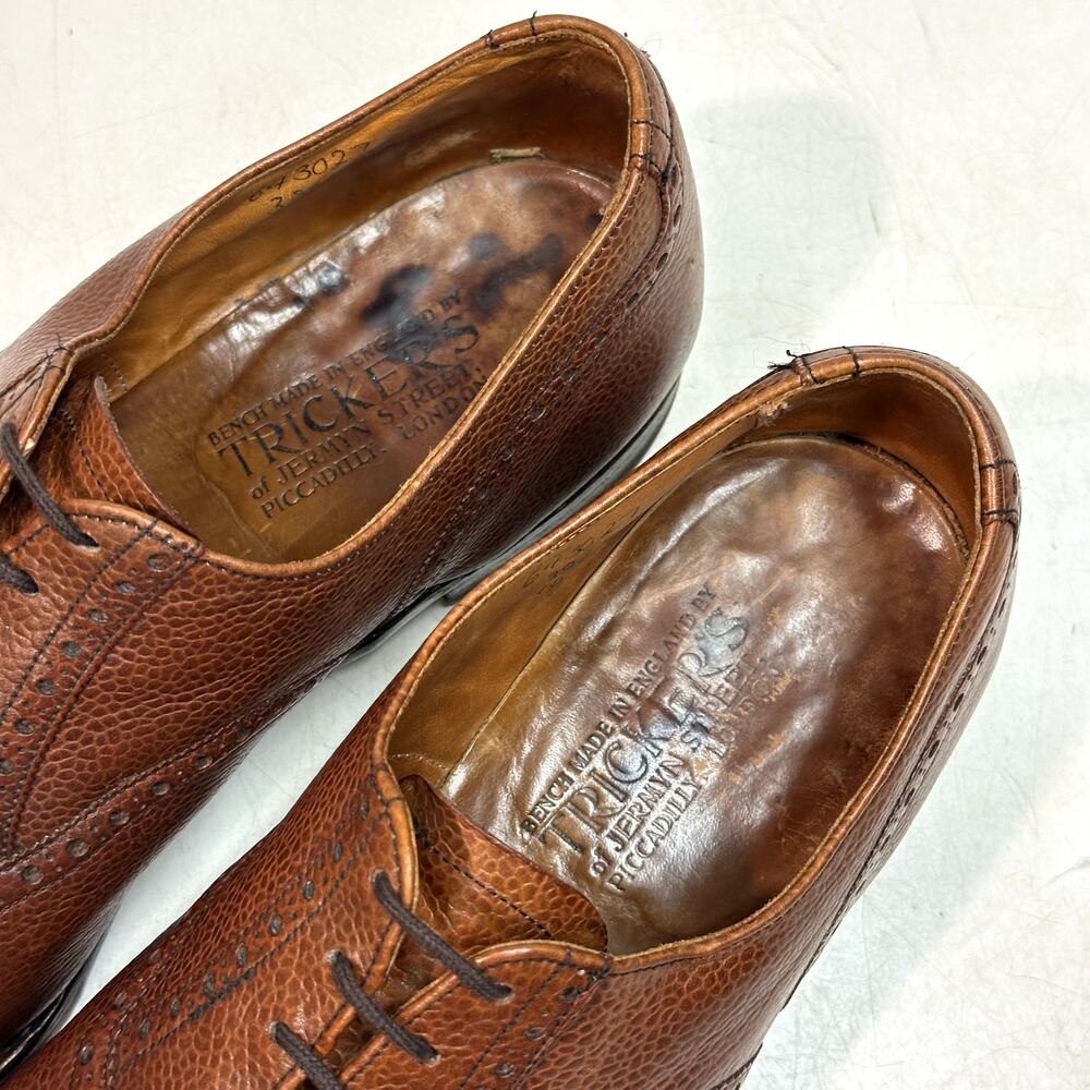 NEW HEELS Tricker's Brown Scotch Grain Oxford Bal Bench Made in England US 10 D - Picture 9 of 12